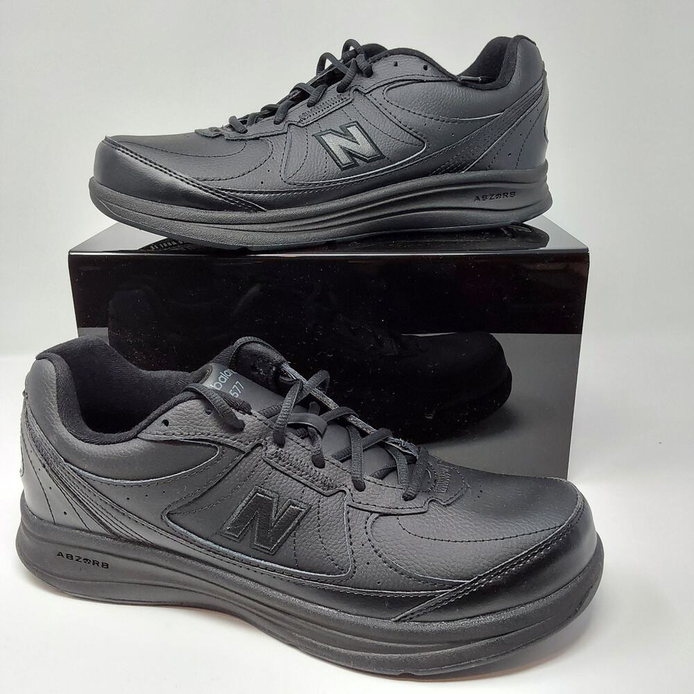New Balance 577 Walking Shoes Black Leather MW577BK Men’s 11